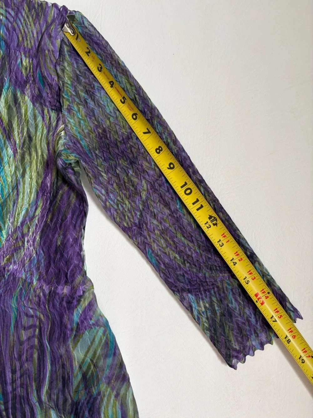 Komarov Part Dress Midi 3/4 Sleeve Charmeuse Dress Purple Green size Small - Picture 14 of 16